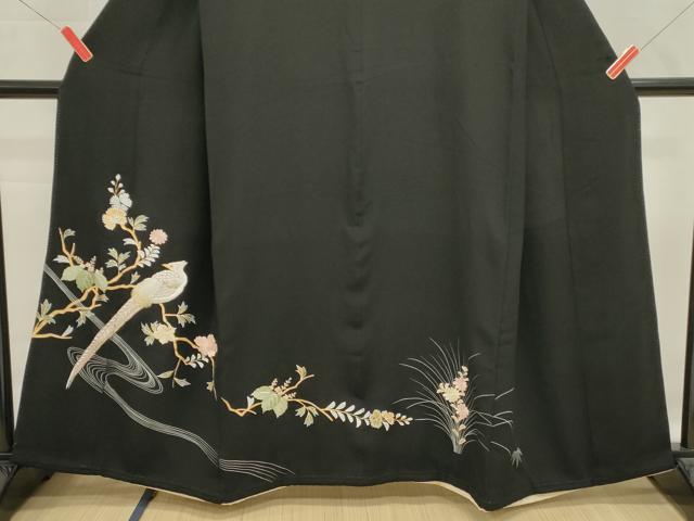 平和屋着物■豪華黒留袖　総刺繍　花鳥文　金銀糸　正絹　逸品　DABH1564cd