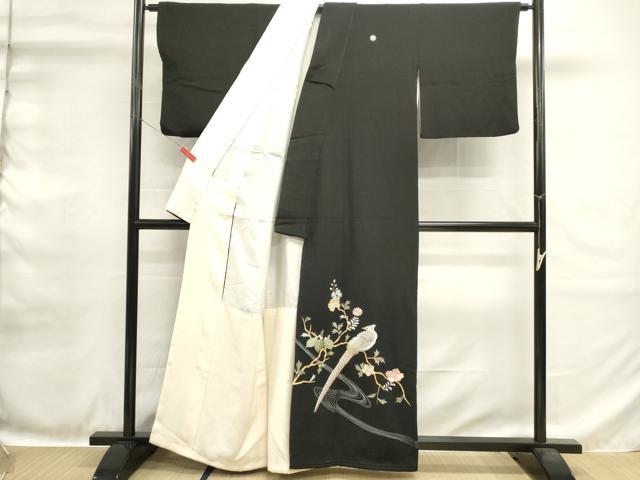 平和屋着物■豪華黒留袖　総刺繍　花鳥文　金銀糸　正絹　逸品　DABH1564cd