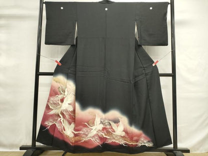 平和屋着物■豪華黒留袖　総刺繍　飛鳥文　暈し染め　金彩　正絹　逸品　DABH1565cd