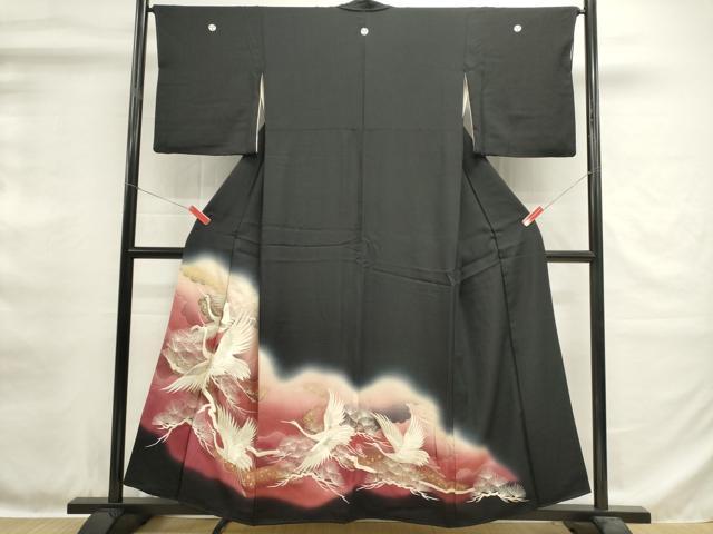 平和屋着物■豪華黒留袖　総刺繍　飛鳥文　暈し染め　金彩　正絹　逸品　DABH1565cd