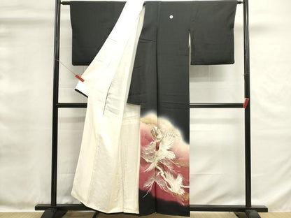 平和屋着物■豪華黒留袖　総刺繍　飛鳥文　暈し染め　金彩　正絹　逸品　DABH1565cd