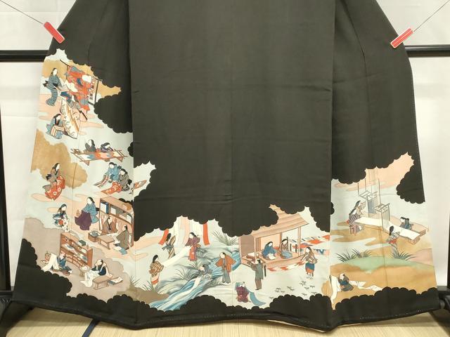 平和屋着物■豪華黒留袖　人物風景文　金彩　正絹　逸品　DABH1566cd