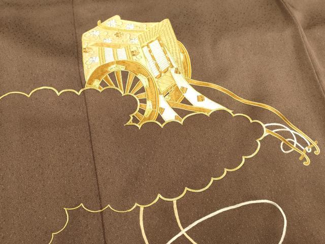 平和屋着物■豪華色留袖　総刺繍　駒刺繍　御所車花文　正絹　逸品　DABH1572cd