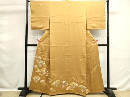 平和屋着物■豪華色留袖　駒刺繍　扇面花文　金彩　正絹　逸品　DABH1578cd