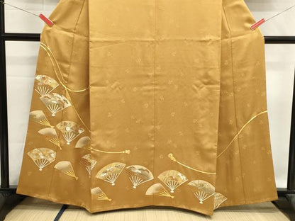 平和屋着物■豪華色留袖　駒刺繍　扇面花文　金彩　正絹　逸品　DABH1578cd