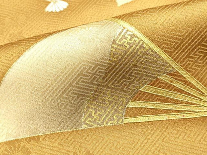 平和屋着物■豪華色留袖　駒刺繍　扇面花文　金彩　正絹　逸品　DABH1578cd