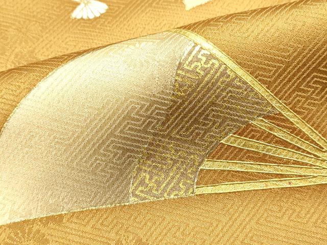 平和屋着物■豪華色留袖　駒刺繍　扇面花文　金彩　正絹　逸品　DABH1578cd