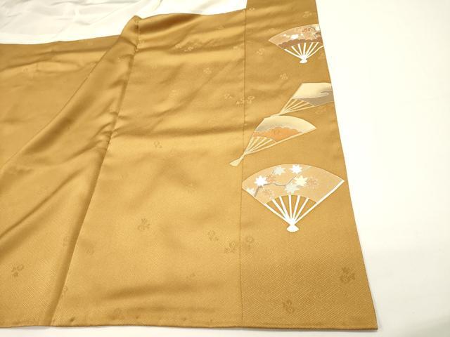 平和屋着物■豪華色留袖　駒刺繍　扇面花文　金彩　正絹　逸品　DABH1578cd