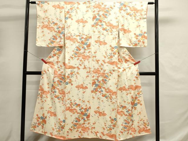 平和屋着物■上質な小紋　雲取り舞花文　正絹　逸品　DABH1583cd