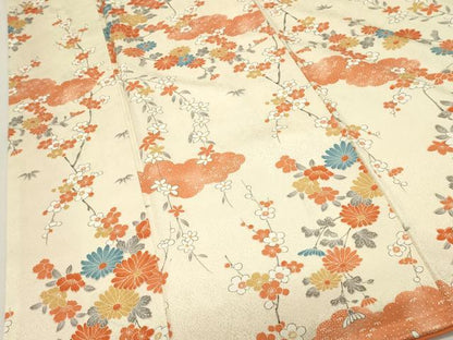 平和屋着物■上質な小紋　雲取り舞花文　正絹　逸品　DABH1583cd