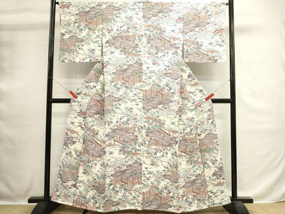 平和屋着物■上質な小紋　型染め　風景文　正絹　逸品　DABH1591cd