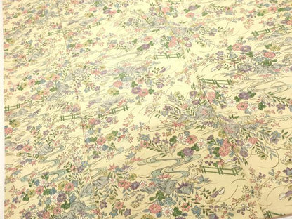 平和屋着物■上質な小紋　草花文　鬼しぼ縮緬　正絹　逸品　DABH1592cd