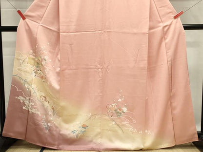 平和屋着物■訪問着　枝花文　鼓　暈し染め　金彩　正絹　逸品　DABH1599cd