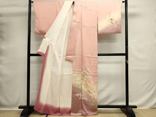 平和屋着物■訪問着　枝花文　鼓　暈し染め　金彩　正絹　逸品　DABH1599cd