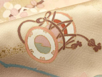 平和屋着物■訪問着　枝花文　鼓　暈し染め　金彩　正絹　逸品　DABH1599cd