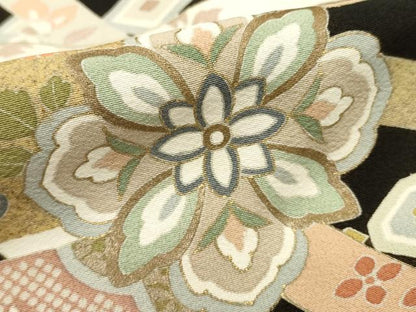 平和屋着物■豪華黒留袖　作家物　駒刺繍　吉祥花文　金彩　正絹　逸品　DABH1601cd