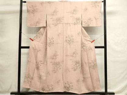 平和屋着物■上質な小紋　エ霞草花文　金彩　正絹　逸品　DABH1604cd