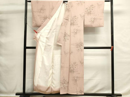 平和屋着物■上質な小紋　エ霞草花文　金彩　正絹　逸品　DABH1604cd