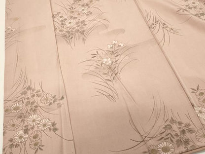 平和屋着物■上質な小紋　エ霞草花文　金彩　正絹　逸品　DABH1604cd