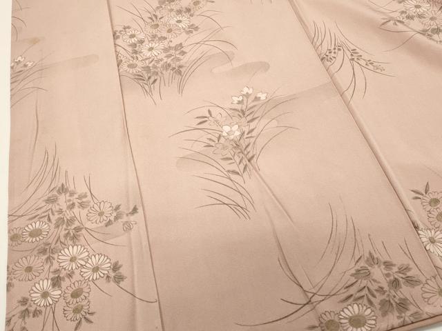 平和屋着物■上質な小紋　エ霞草花文　金彩　正絹　逸品　DABH1604cd