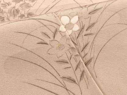 平和屋着物■上質な小紋　エ霞草花文　金彩　正絹　逸品　DABH1604cd