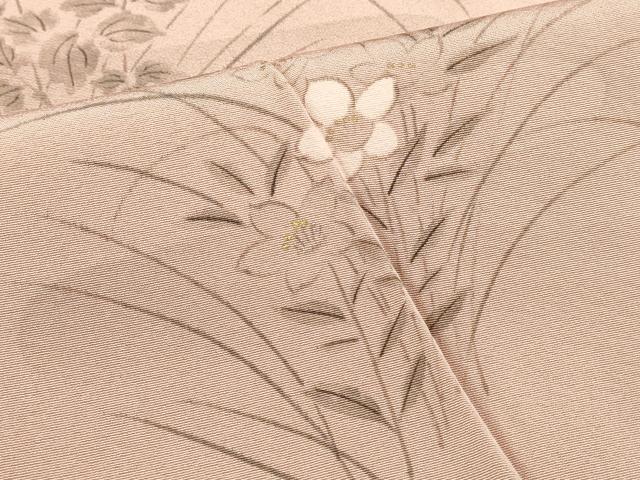 平和屋着物■上質な小紋　エ霞草花文　金彩　正絹　逸品　DABH1604cd