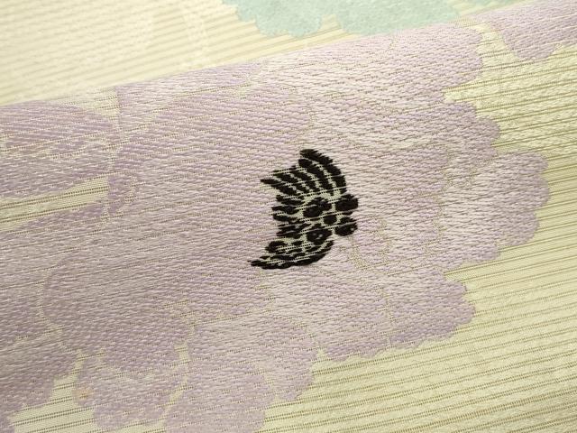 平和屋着物＊夏物　アンティーク　大正ロマン　九寸名古屋帯　牡丹文　銀糸　正絹　逸品　DABH1616cd