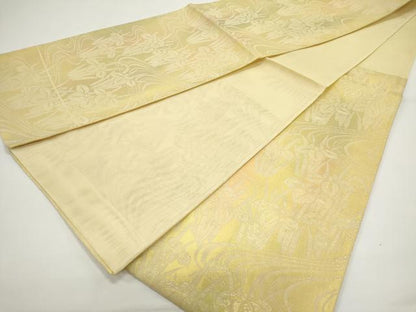 平和屋着物＊夏物　六通柄袋帯　流水花文　正絹　逸品　DABH1617cd