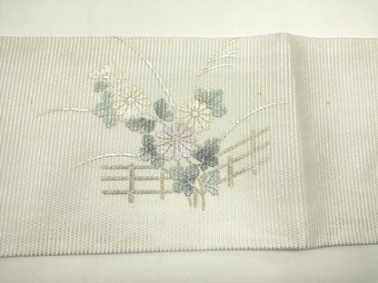 平和屋着物＊夏物　九寸名古屋帯　草花文　菊　金銀彩　正絹　逸品　DABH1619cd
