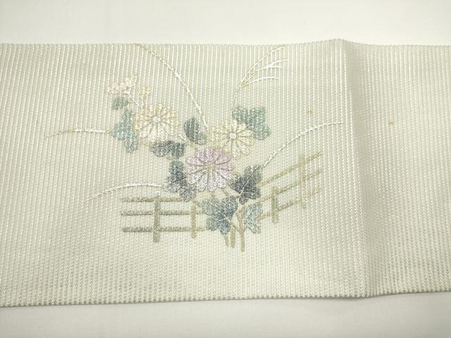 平和屋着物＊夏物　九寸名古屋帯　草花文　菊　金銀彩　正絹　逸品　DABH1619cd