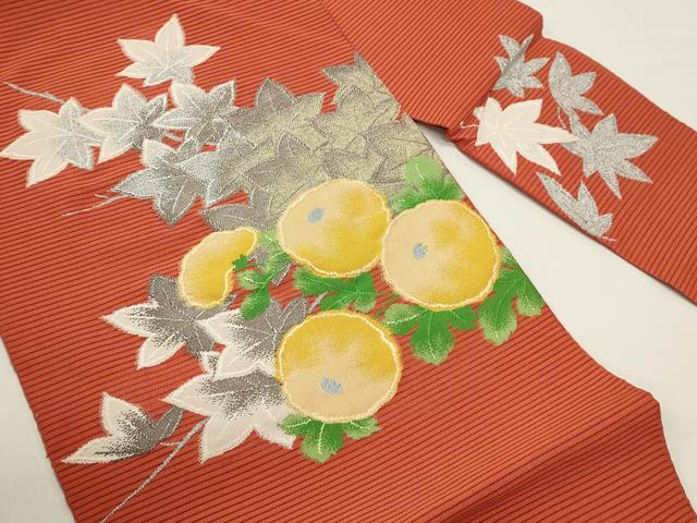 平和屋着物＊夏物　八寸名古屋帯　絽綴れ　菊　楓　金銀糸　正絹　逸品　DABH1623cd