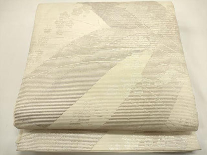 平和屋着物＊夏物　六通柄袋帯　流水花文　銀糸　鈴乃屋扱い　正絹　逸品　DABH1626cd