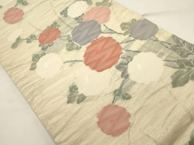 平和屋着物＊夏物　六通柄袋帯　菊　正絹　逸品　DABH1627cd