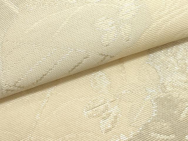 平和屋着物＊夏物　六通柄袋帯　道長草花文　銀糸　正絹　逸品　DABH1629cd