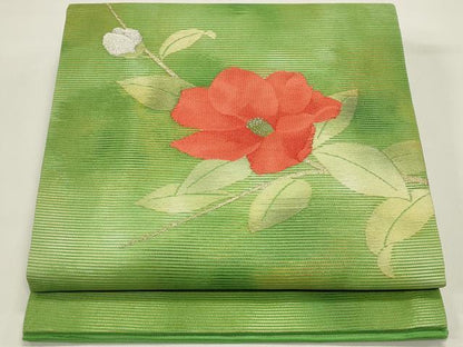 平和屋着物＊夏物　九寸開き名古屋帯　枝椿　金銀糸　正絹　逸品　DABH1640cd