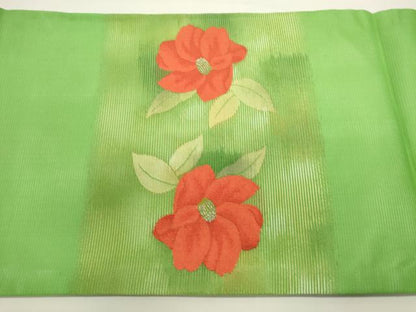 平和屋着物＊夏物　九寸開き名古屋帯　枝椿　金銀糸　正絹　逸品　DABH1640cd
