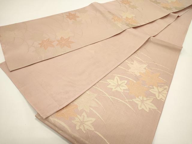 平和屋着物＊夏物　六通柄袋帯　芝楓文　金糸　正絹　逸品　DABH1644cd