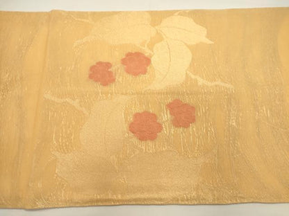 平和屋着物＊夏物　太鼓柄袋帯　枝花文　金糸　正絹　逸品　DABH1646cd