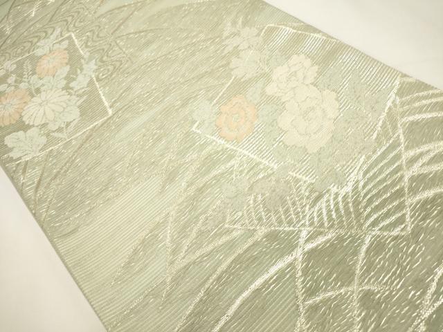 平和屋着物＊夏物　六通柄袋帯　色紙重ね花文　金糸　正絹　逸品　DABH1647cd