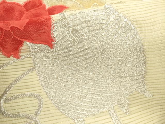 平和屋着物＊夏物　八寸名古屋帯　絽綴れ　糸巻花文　金銀糸　DABH1653cd