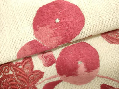 平和屋着物＊夏物　八寸名古屋帯　総刺繍　枝花文　DABH1654cd