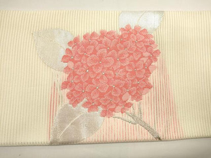 平和屋着物＊夏物　九寸名古屋帯　紫陽花　銀糸　正絹　逸品　DABH1655cd