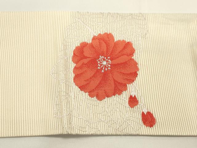 平和屋着物＊夏物　九寸名古屋帯　草花文　金銀糸　正絹　逸品　DABH1656cd