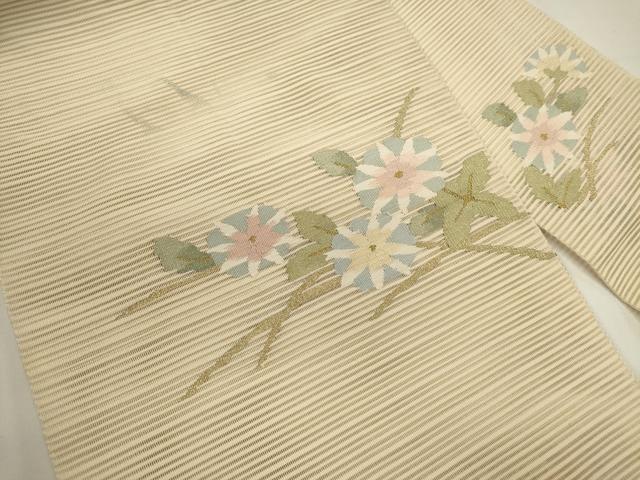 平和屋着物＊夏物　八寸名古屋帯　絽綴れ　草花文　朝顔　金糸　正絹　逸品　DABH1657cd