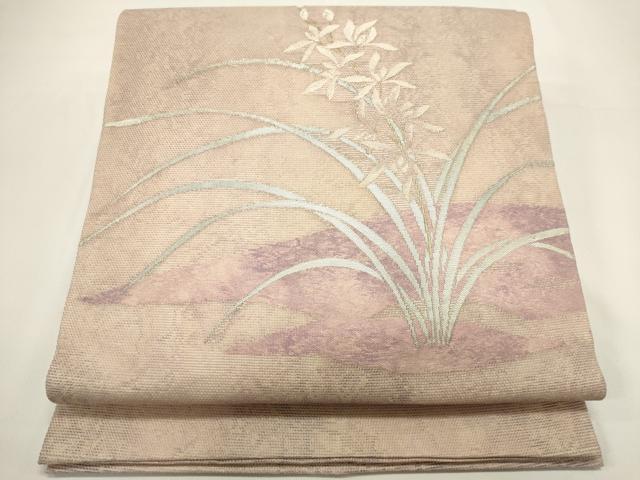 平和屋着物＊夏物　九寸開き名古屋帯　草花文　蘭　金銀糸　正絹　逸品　DABH1659cd