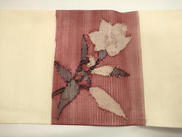 平和屋着物＊夏物　九寸名古屋帯　草花文　金銀糸　正絹　逸品　DABH1661cd