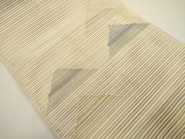 平和屋着物＊夏物　八寸名古屋帯　絽綴れ　幾何学文　金糸　正絹　逸品　DABH1662cd