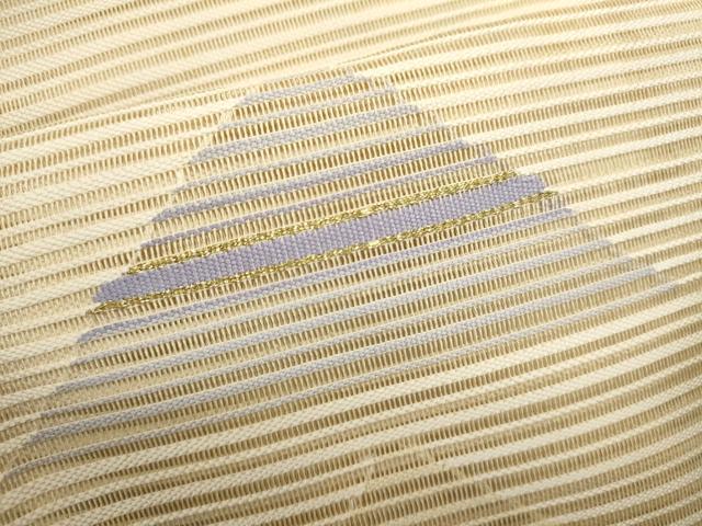 平和屋着物＊夏物　八寸名古屋帯　絽綴れ　幾何学文　金糸　正絹　逸品　DABH1662cd