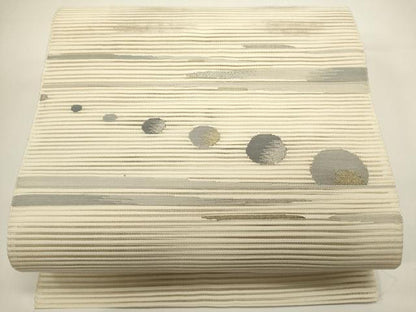 平和屋着物＊夏物　八寸名古屋帯　絽綴れ　横段丸文　金銀糸　正絹　逸品　DABH1663cd