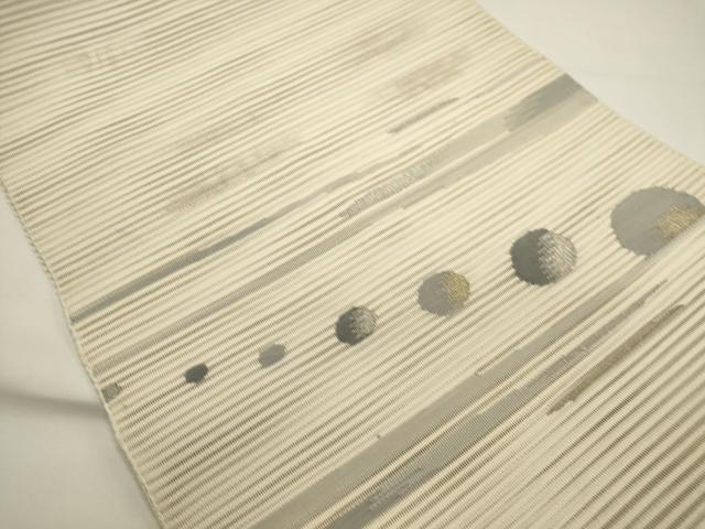 平和屋着物＊夏物　八寸名古屋帯　絽綴れ　横段丸文　金銀糸　正絹　逸品　DABH1663cd